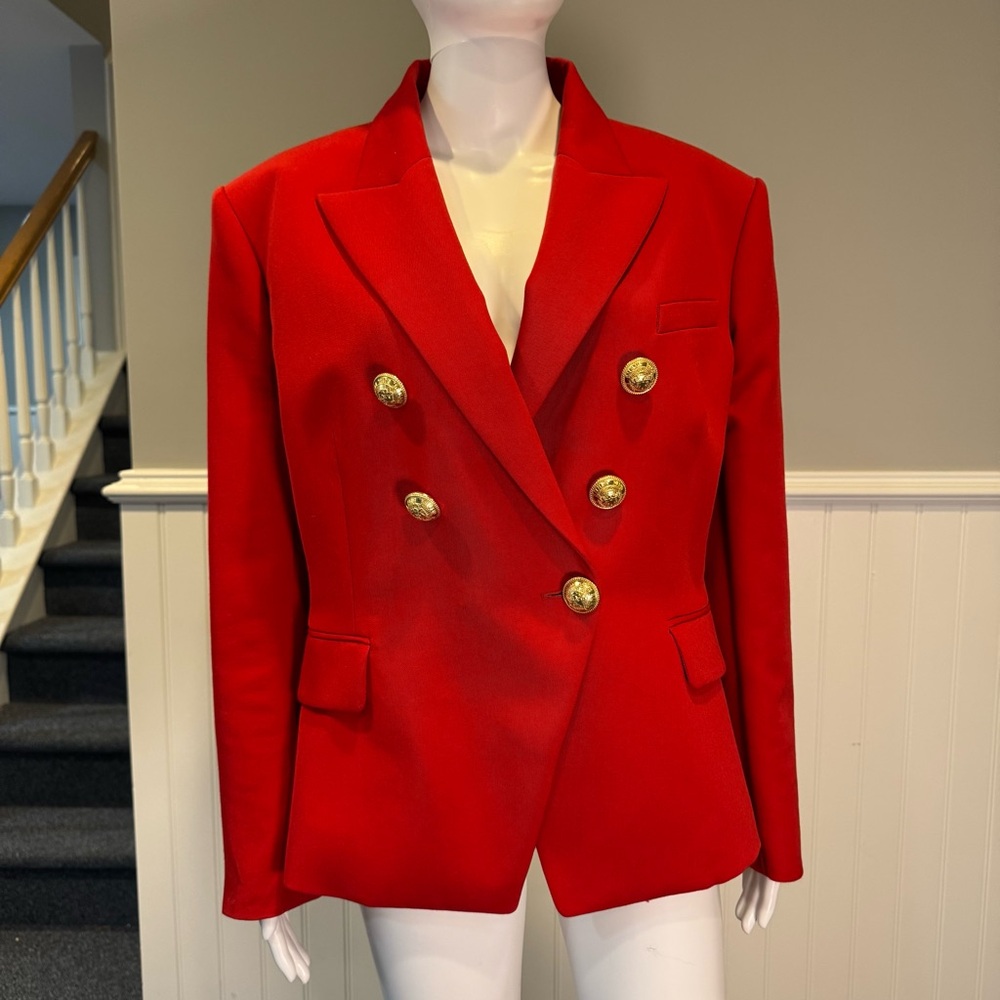 Balmain Red Blazer with Gold Buttons - Picture 4 of 13